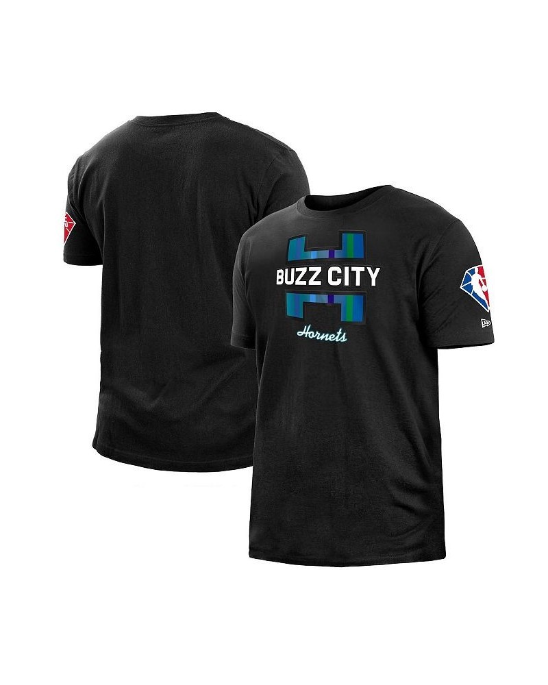 Men's Black Charlotte Hornets 2021/22 City Edition Brushed Jersey T-shirt $14.76 T-Shirts