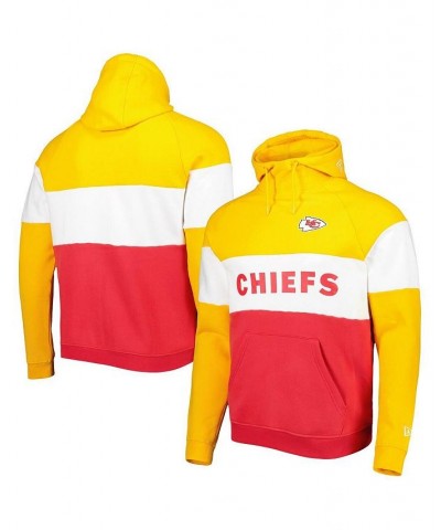 Men's Red, Gold Kansas City Chiefs Colorblock Current Pullover Hoodie $39.95 Sweatshirt