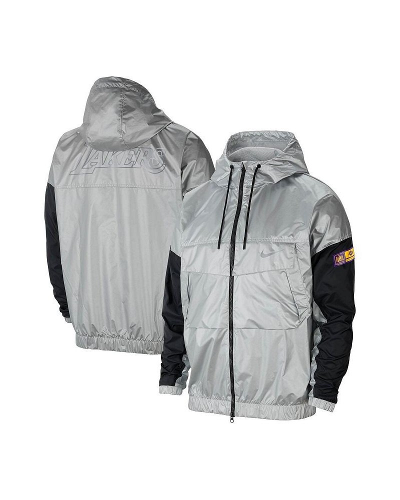 Men's Silver Los Angeles Lakers Courtside Chrome Full-Zip Jacket $40.00 Jackets