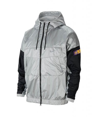 Men's Silver Los Angeles Lakers Courtside Chrome Full-Zip Jacket $40.00 Jackets