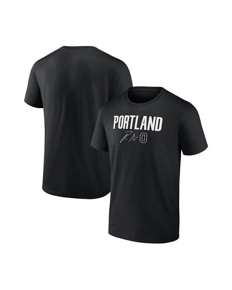 Men's Branded Damian Lillard Black Portland Trail Blazers Name and Number T-shirt $12.71 T-Shirts