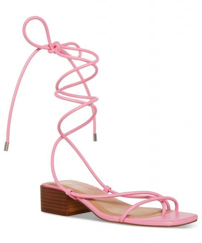 Sorrin Ankle-Tie Block-Heel Sandals Pink $34.81 Shoes