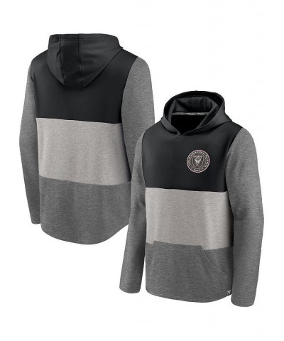 Men's Black, Charcoal Inter Miami CF Prep Squad Line Logo Pullover Hoodie $32.23 Sweatshirt