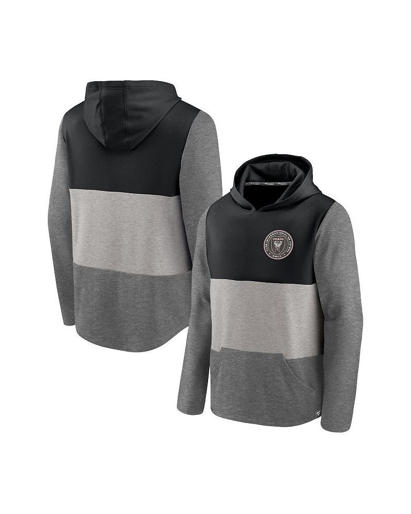 Men's Black, Charcoal Inter Miami CF Prep Squad Line Logo Pullover Hoodie $32.23 Sweatshirt