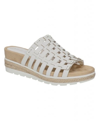 Women's Oaklynn Wedge Sandals White Leather $43.70 Shoes