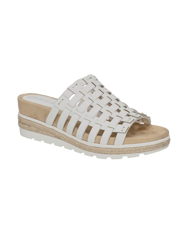 Women's Oaklynn Wedge Sandals White Leather $43.70 Shoes