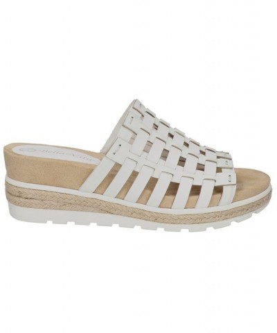 Women's Oaklynn Wedge Sandals White Leather $43.70 Shoes