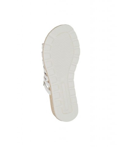 Women's Oaklynn Wedge Sandals White Leather $43.70 Shoes