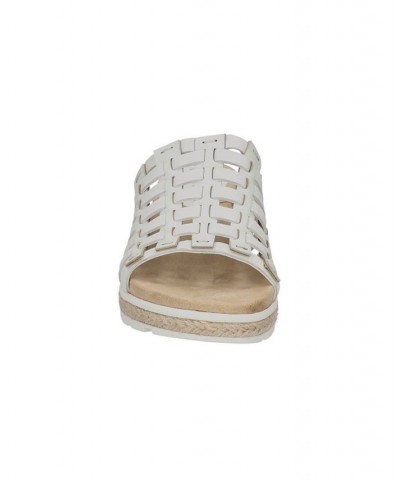 Women's Oaklynn Wedge Sandals White Leather $43.70 Shoes