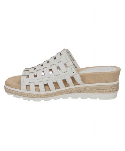 Women's Oaklynn Wedge Sandals White Leather $43.70 Shoes