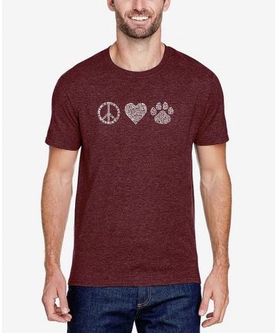 Men's Premium Blend Word Art Peace Love Cats T-shirt Red $21.15 T-Shirts