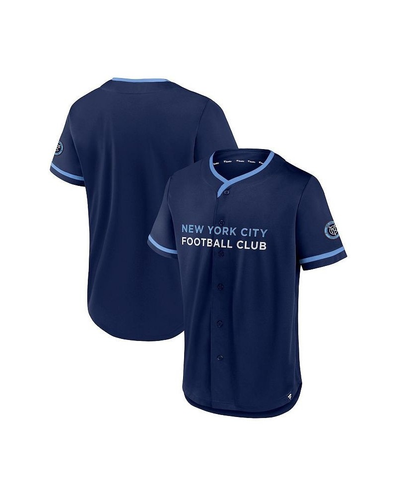 Men's Navy, Sky Blue New York City FC Ultimate Player Baseball Jersey $35.69 Jersey