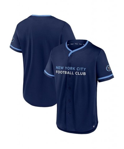 Men's Navy, Sky Blue New York City FC Ultimate Player Baseball Jersey $35.69 Jersey