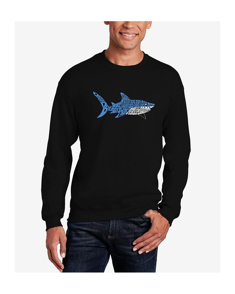 Men's Daddy Shark Word Art Crewneck Sweatshirt Black $26.99 Sweatshirt