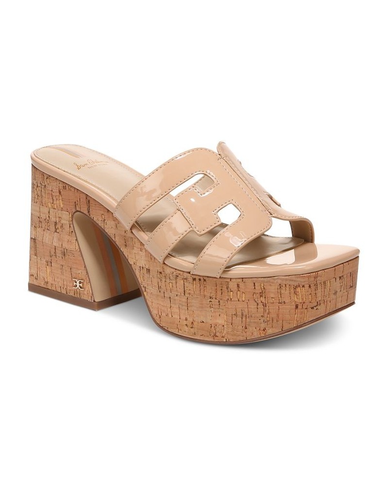 Dev Cork Platform Logo Sandals Tan/Beige $48.00 Shoes