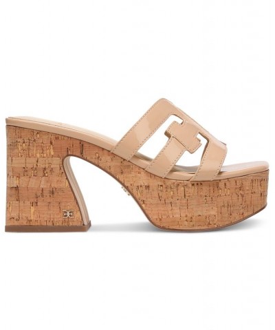 Dev Cork Platform Logo Sandals Tan/Beige $48.00 Shoes