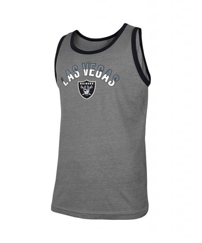 Men's Heathered Gray Las Vegas Raiders Ringer Tri-Blend Tank Top $14.88 T-Shirts