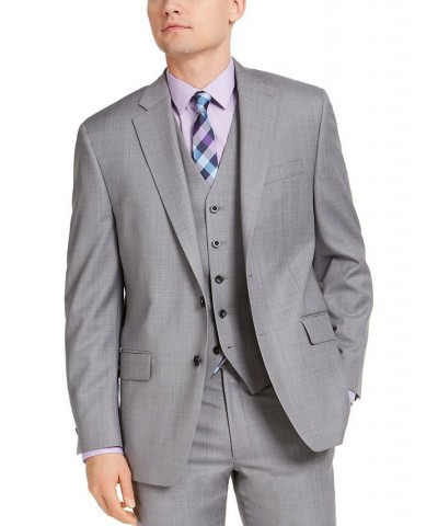 Men's Modern-Fit Airsoft Stretch Suit Jackets Gray $72.00 Suits