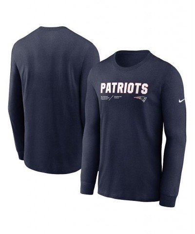 Men's Navy New England Patriots Infograph Lock Up Performance Long Sleeve T-shirt $31.34 T-Shirts