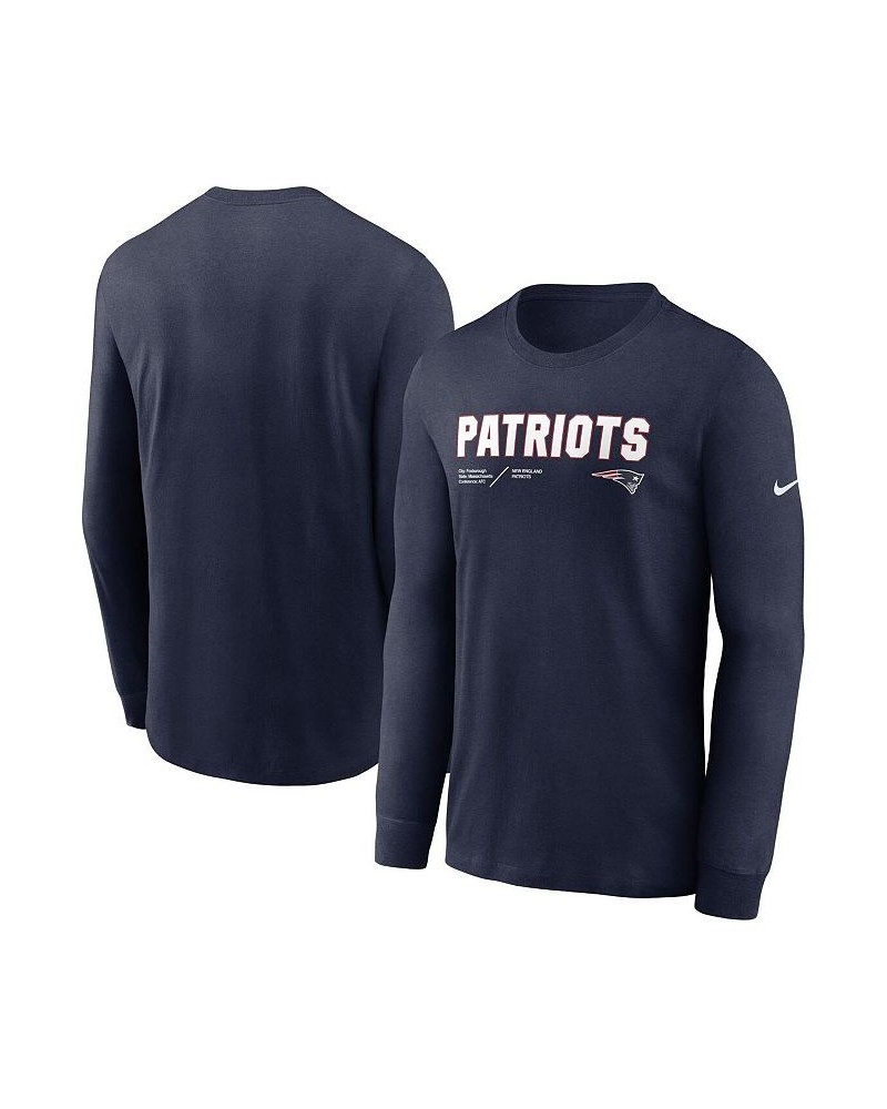 Men's Navy New England Patriots Infograph Lock Up Performance Long Sleeve T-shirt $31.34 T-Shirts