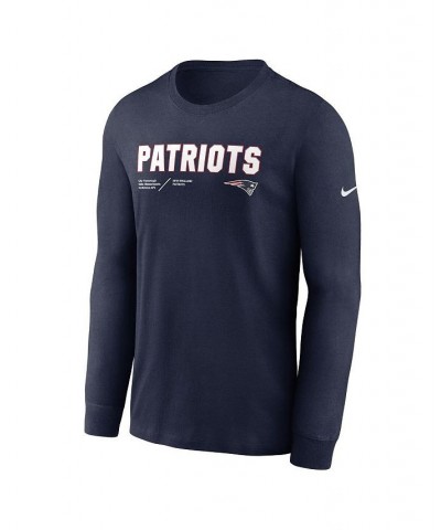 Men's Navy New England Patriots Infograph Lock Up Performance Long Sleeve T-shirt $31.34 T-Shirts