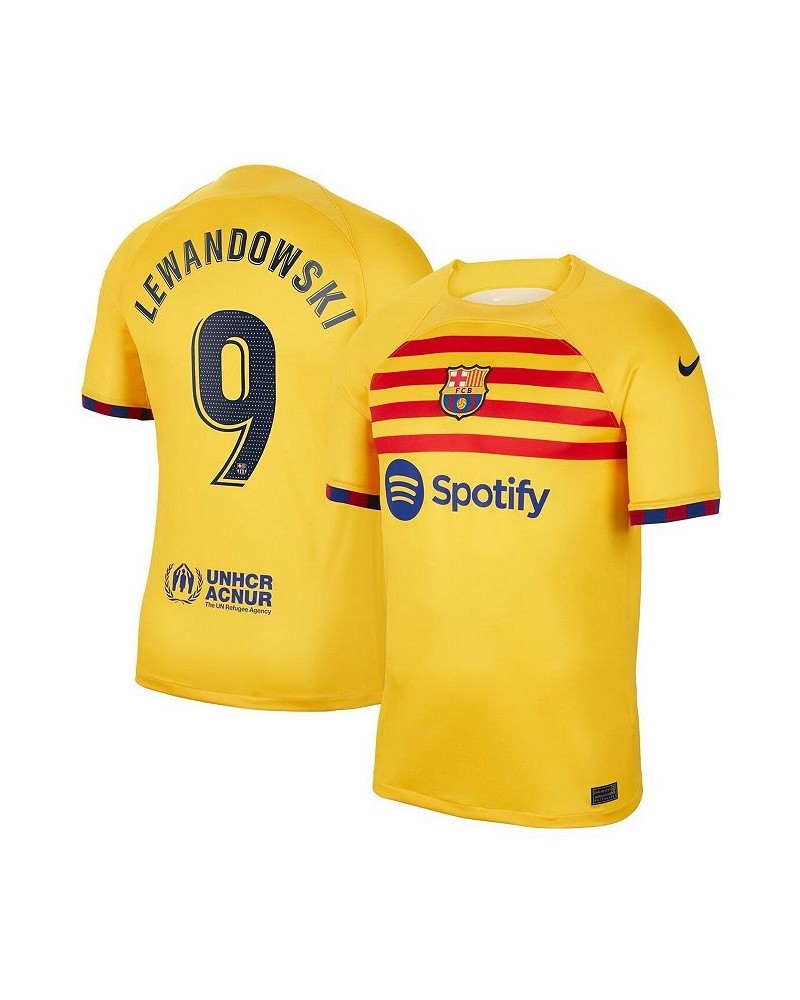 Men's Robert Lewandowski Yellow Barcelona 2022/23 Fourth Breathe Stadium Replica Player Jersey $56.00 Jersey