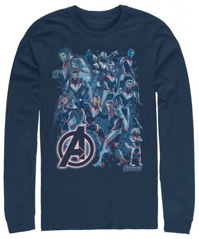 Marvel Men's Avengers Endgame Glowing Logo Group Poster, Long Sleeve T-shirt Blue $18.80 T-Shirts