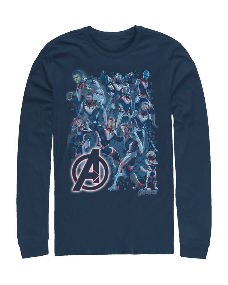 Marvel Men's Avengers Endgame Glowing Logo Group Poster, Long Sleeve T-shirt Blue $18.80 T-Shirts