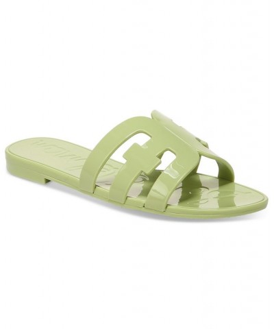 Women's Bay Logo Emblem Jelly Slide Sandals Green $37.10 Shoes