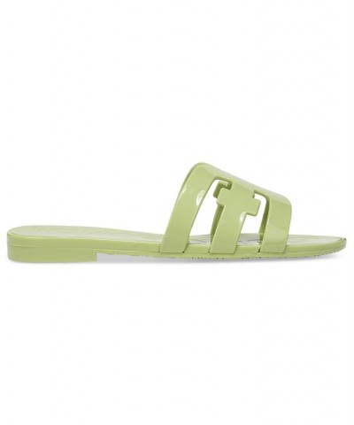 Women's Bay Logo Emblem Jelly Slide Sandals Green $37.10 Shoes