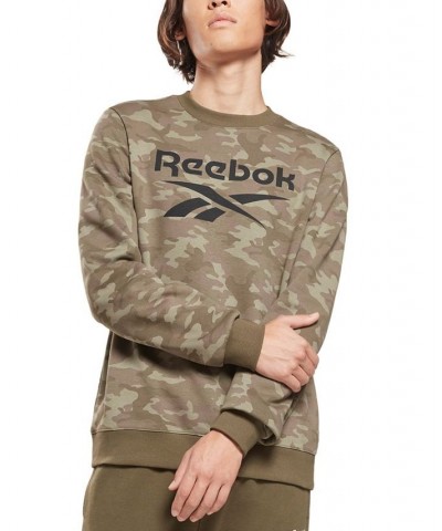 Men's ID Regular-Fit Camo Logo-Print Fleece Sweatshirt Green $19.35 Sweatshirt