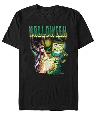 Men's SpongeBob SquarePants Shock Halloween Short Sleeves T-shirt Black $14.70 T-Shirts