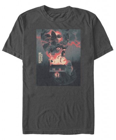 Men's Stranger Things Demogorgon Poster Short Sleeve T-shirt Gray $20.99 T-Shirts