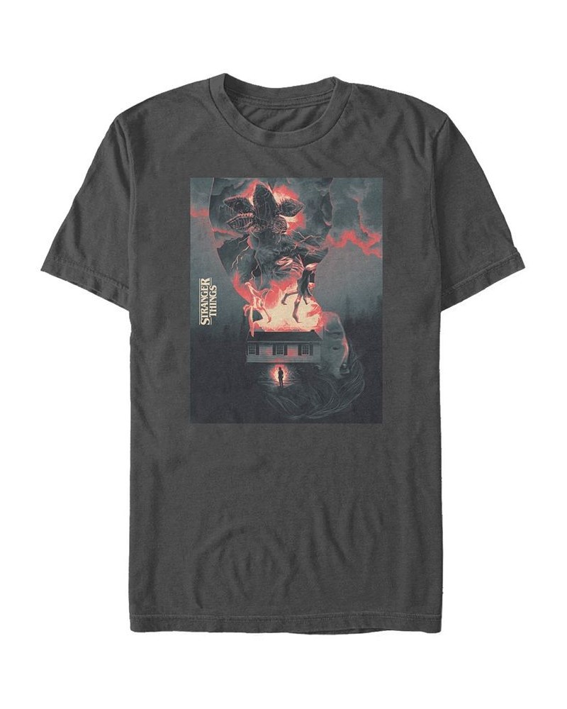 Men's Stranger Things Demogorgon Poster Short Sleeve T-shirt Gray $20.99 T-Shirts