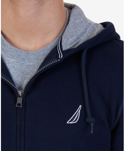 Men's Classic-Fit Super Soft Knit Fleece Zip Hoodie Blue $33.79 Sweatshirt