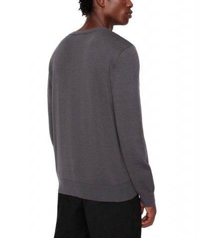 Men's Crewneck Embossed Logo Sweater Gray $50.76 Sweaters