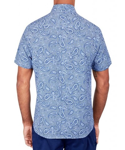 Men's Regular-Fit Non-Iron Performance Stretch Paisley Check-Print Button-Down Shirt Blue $37.53 Shirts