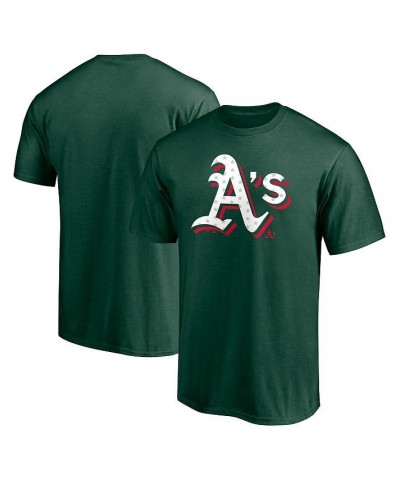 Men's Branded Green Oakland Athletics Red White and Team Logo T-shirt $15.68 T-Shirts