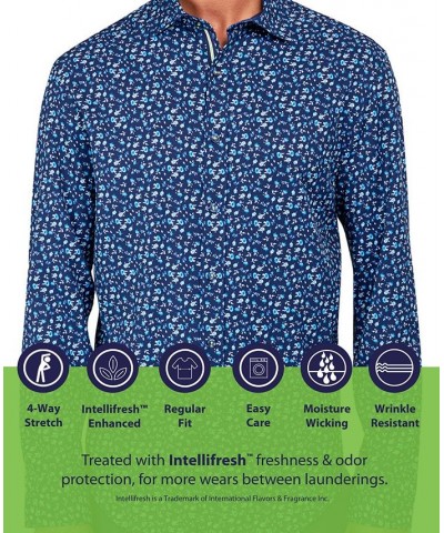 Men's Regular-Fit Non-Iron Performance Stretch Paisley Check-Print Button-Down Shirt Blue $37.53 Shirts