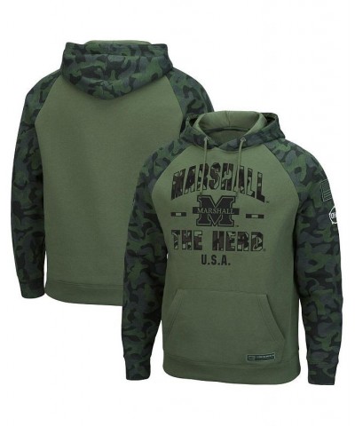 Men's Olive, Camo Marshall Thundering Herd OHT Military-Inspired Appreciation Raglan Pullover Hoodie $31.31 Sweatshirt