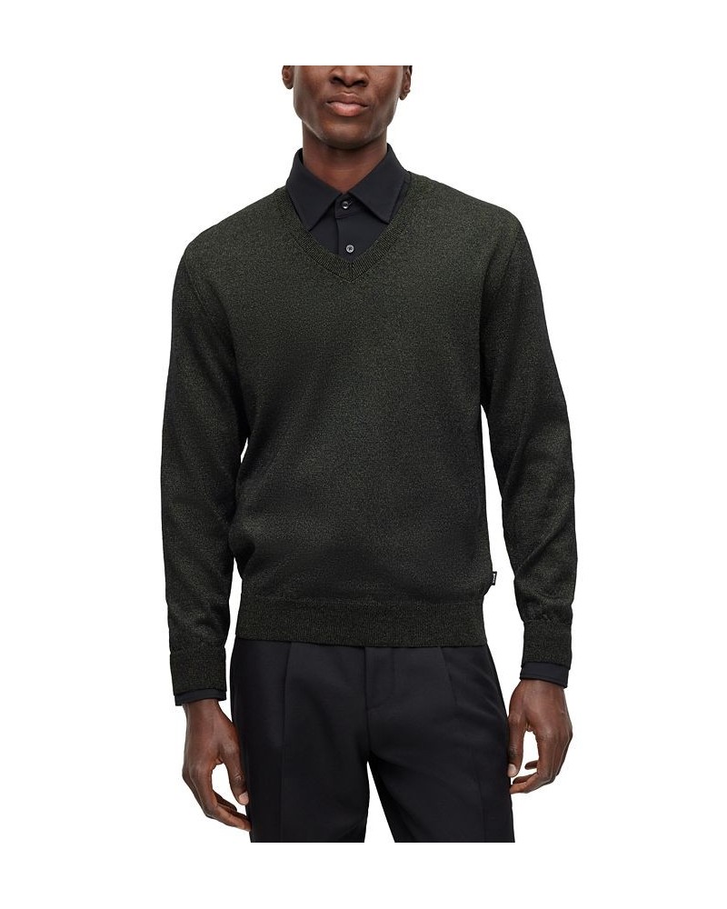 BOSS Men's Relaxed- Fit V-Neck Sweater Black $68.64 Sweaters