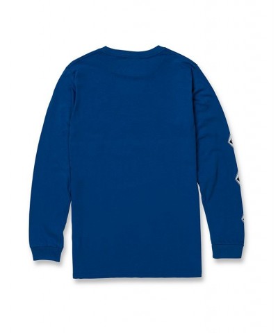 Men's Iconic Stone Long Sleeve T-shirt Blue $13.26 T-Shirts