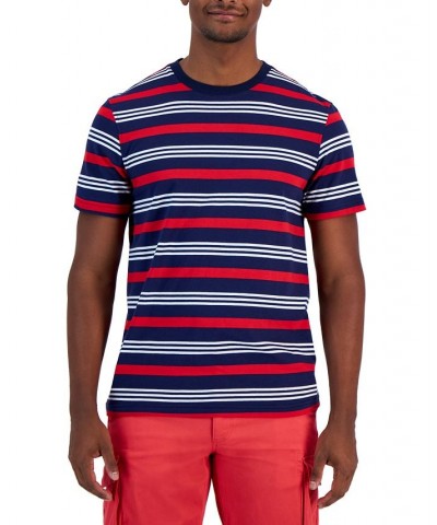 Men's Playful Stripe Short-Sleeve Crewneck T-Shirt Blue $8.66 T-Shirts