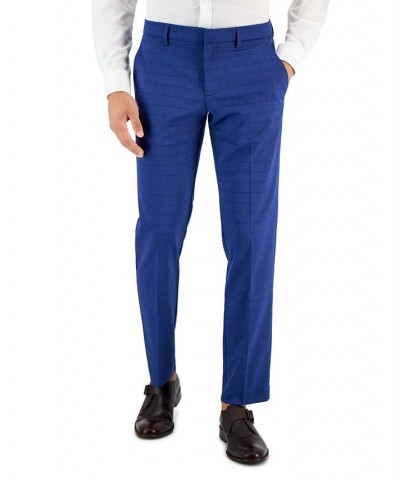 Men's Slim-Fit Tonal Check Dress Pants Blue $24.00 Pants