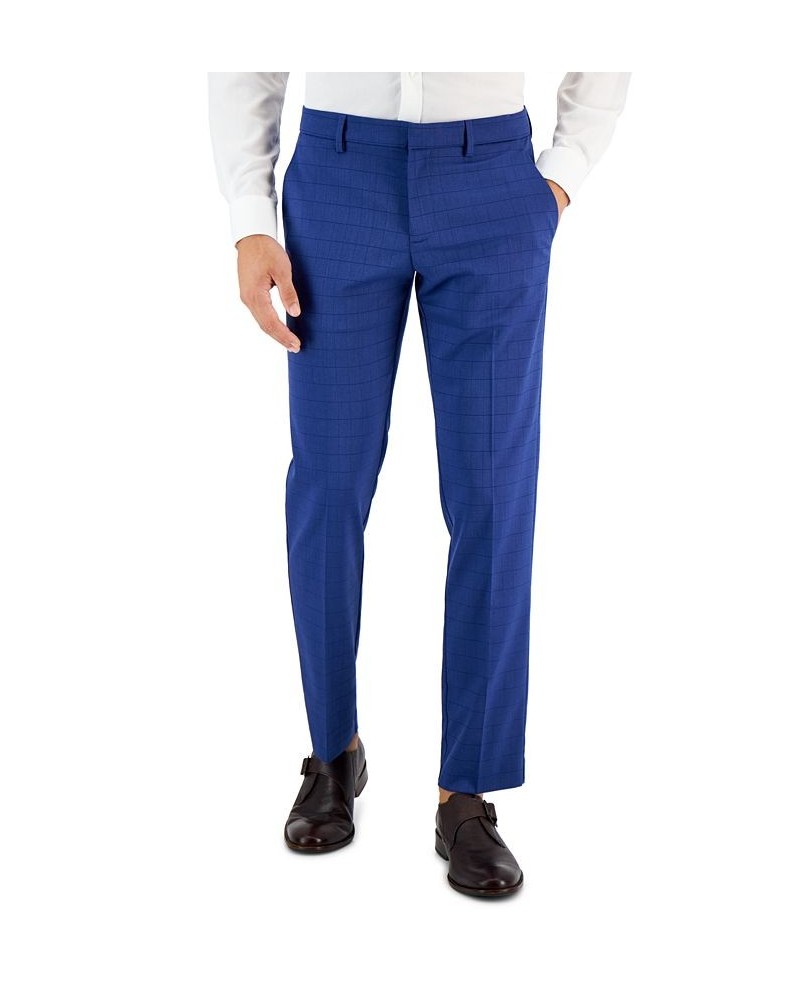 Men's Slim-Fit Tonal Check Dress Pants Blue $24.00 Pants