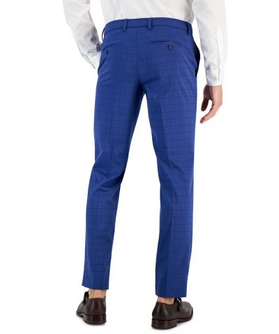 Men's Slim-Fit Tonal Check Dress Pants Blue $24.00 Pants