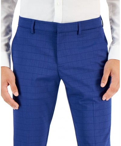 Men's Slim-Fit Tonal Check Dress Pants Blue $24.00 Pants