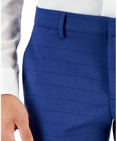 Men's Slim-Fit Tonal Check Dress Pants Blue $24.00 Pants