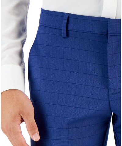 Men's Slim-Fit Tonal Check Dress Pants Blue $24.00 Pants