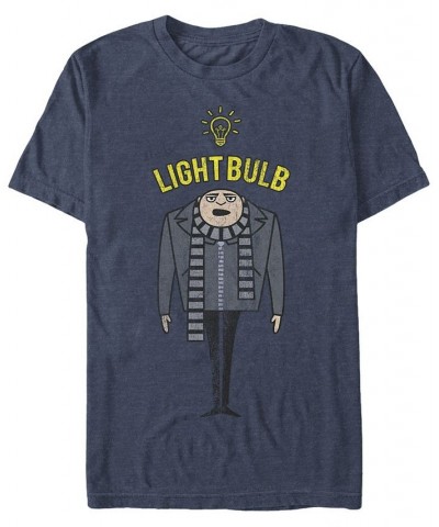 Minions Men's Gru Light Bulb Short Sleeve T-Shirt Blue $20.29 T-Shirts